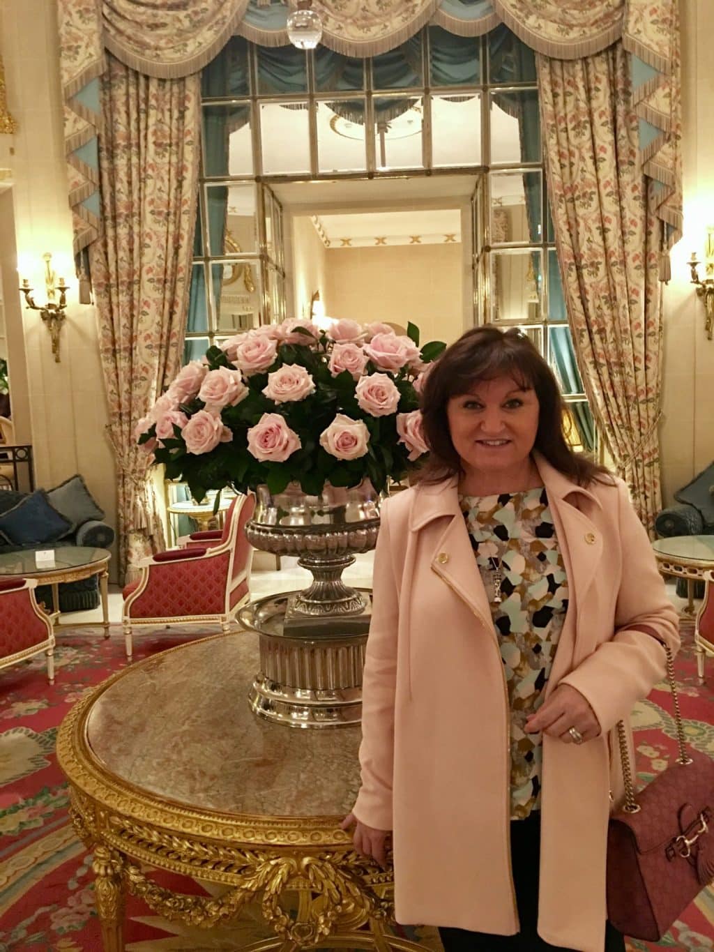 Valentines Week in the Ritz London, lady with pink coat