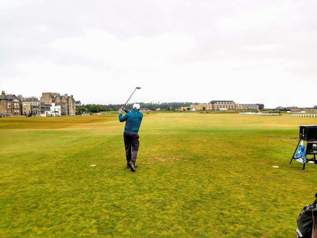 Checking where that swing on the old course St. Andrews