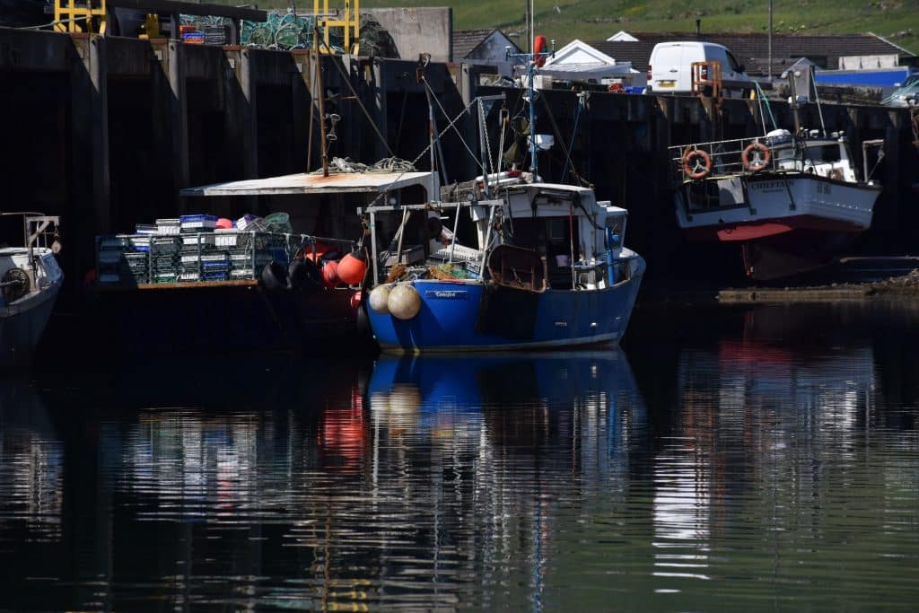 Boats at dock in Uig Isle of Skye